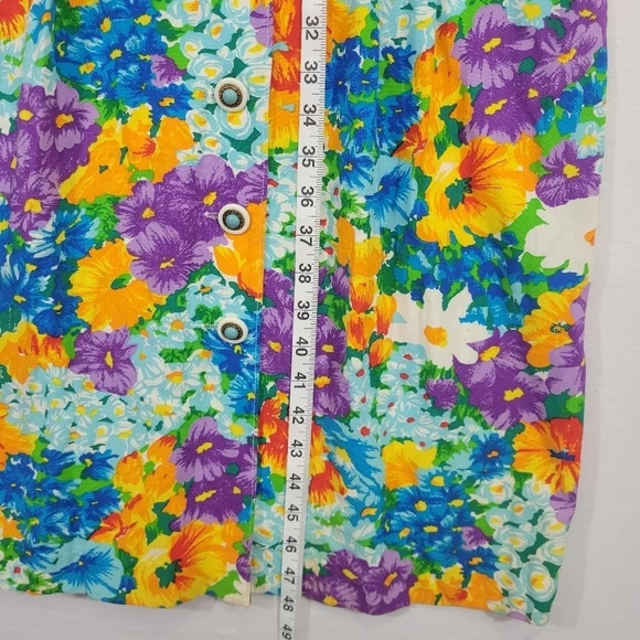 Vintage Floral Made in USA Ultra Soft Rayon Button Midi Dress Large - Picture 9 of 11
